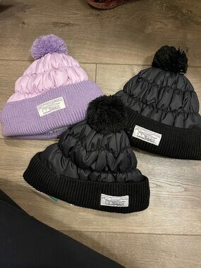 L.L. Bean Kids Puffy Pom Beanie Hat - SET OF 3